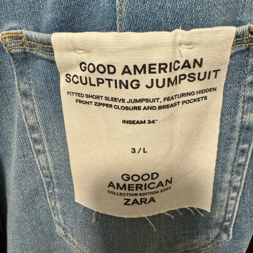 Good American short sleeved demin jumpsuit